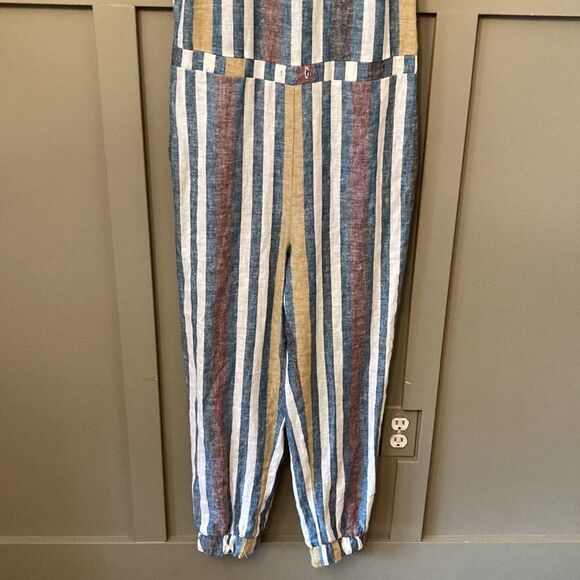 𝅺ANTHROPOLOGIE Drew Striped Linen Sleeveless Jumpsuit Size XS - Picture 7 of 10